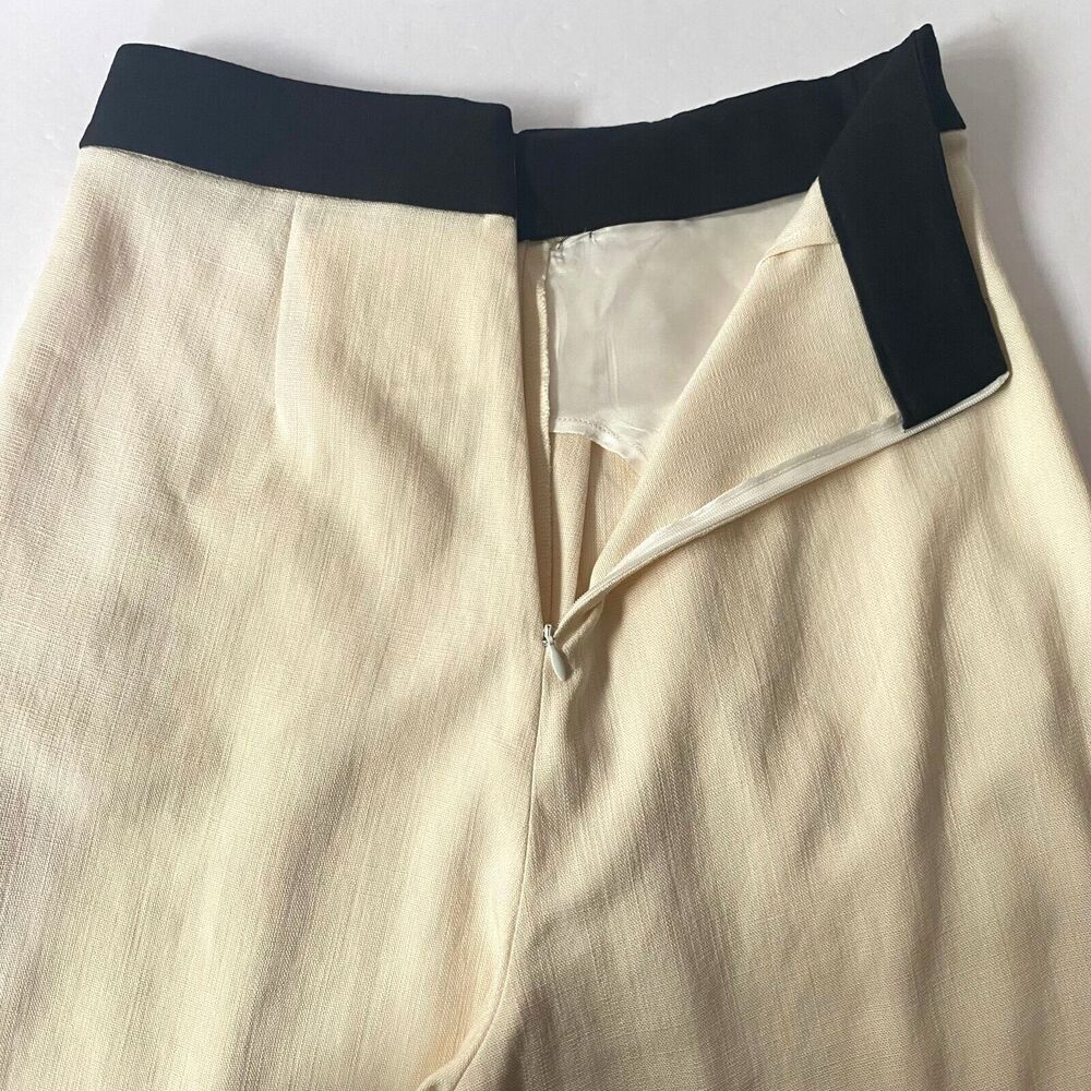 Massimo Dutti Studio Pants Womens 4 Cream Black Contrast Tuxedo Trousers NWT - Picture 6 of 16